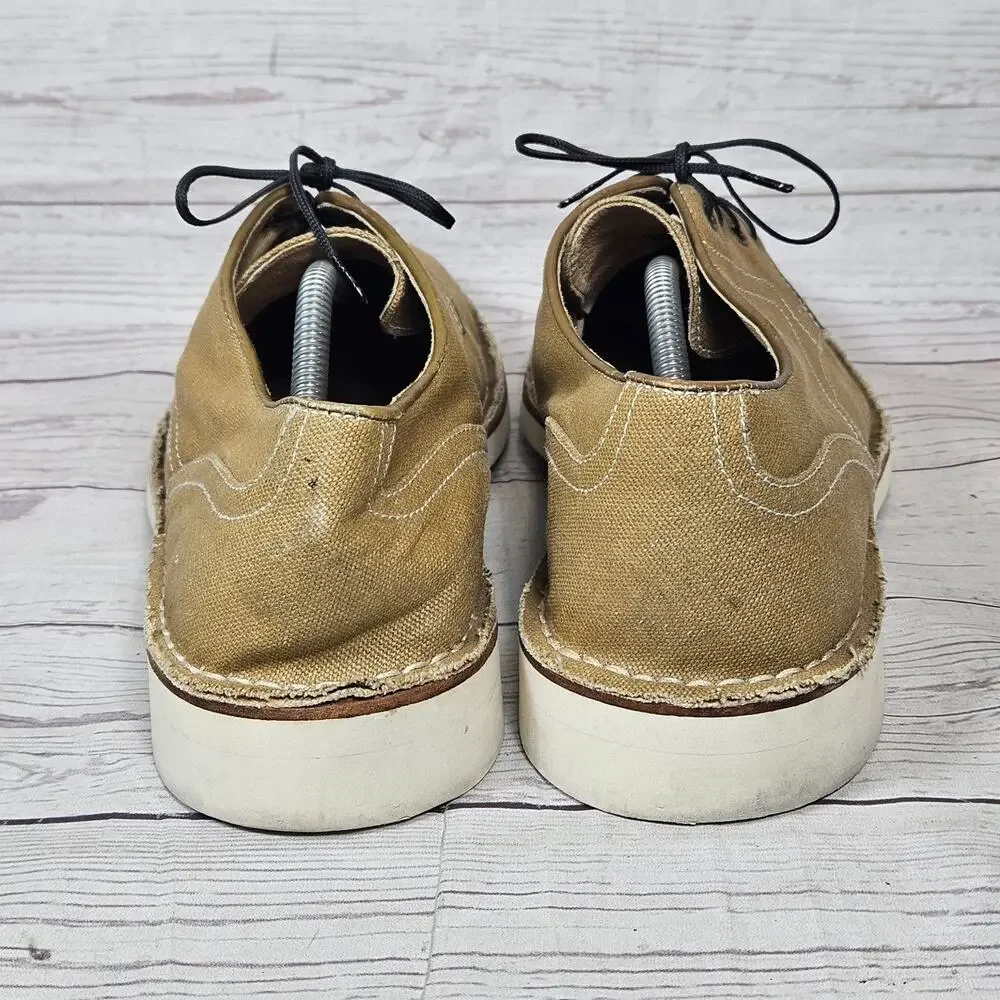 John Varvatos Men's Tan Canvas Derby Shoes US 12M Contrast Stitch Casual